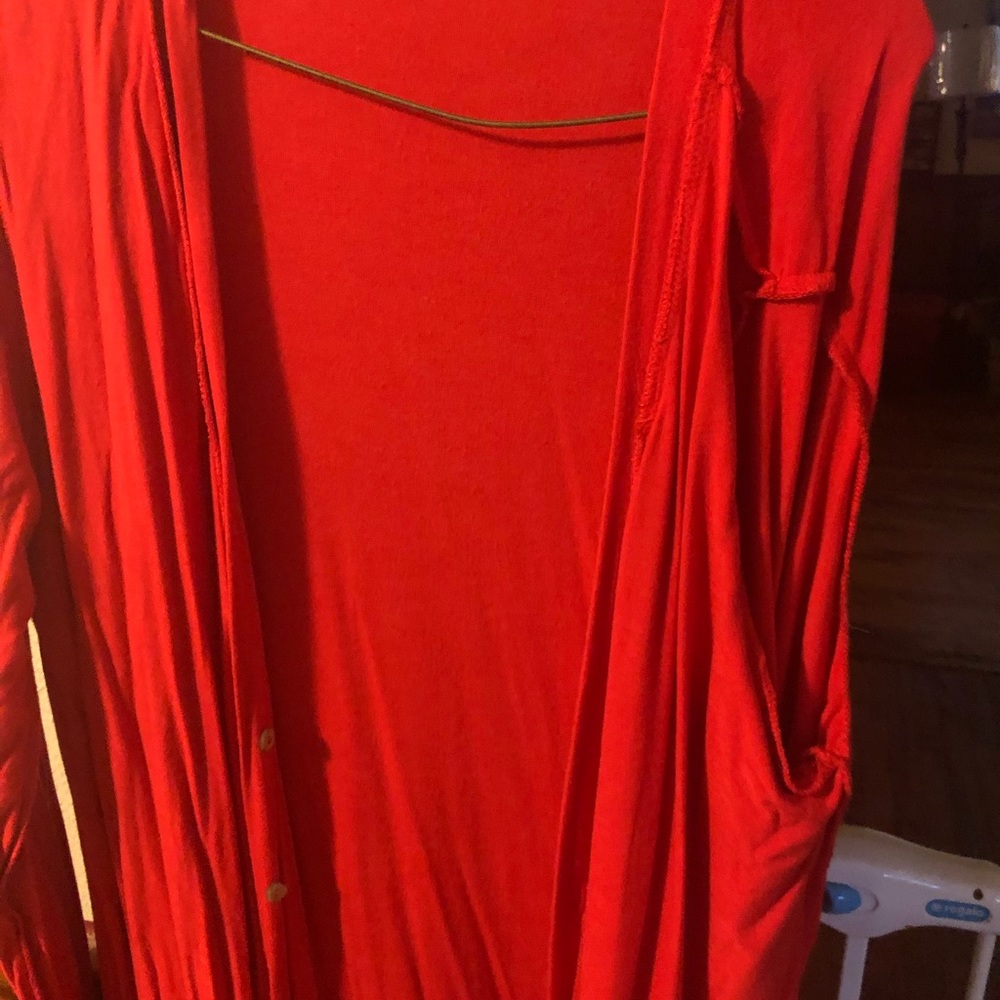 Red cardi by Agnes and Dora